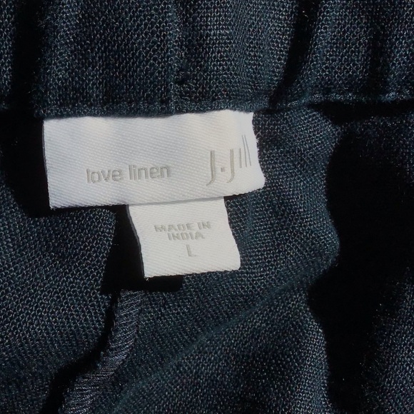 J. Jill Love Linen Women’s Navy 100% Linen Boho Beachy Wide Leg Crop Pants Sz L - Picture 6 of 7